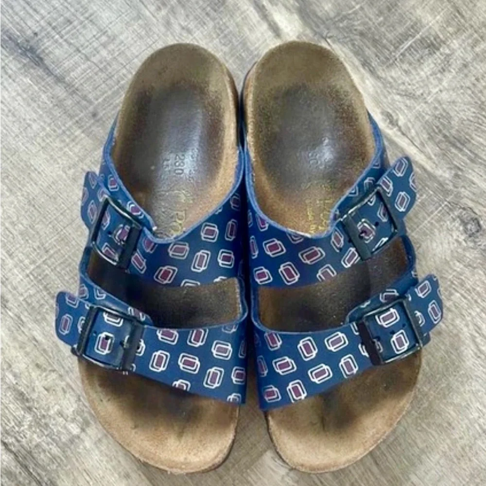 Birkenstock Blue Patterned Sandals - Picture 1 of 5